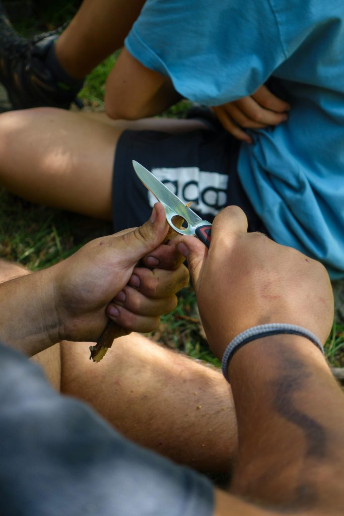 Whittling with a knife